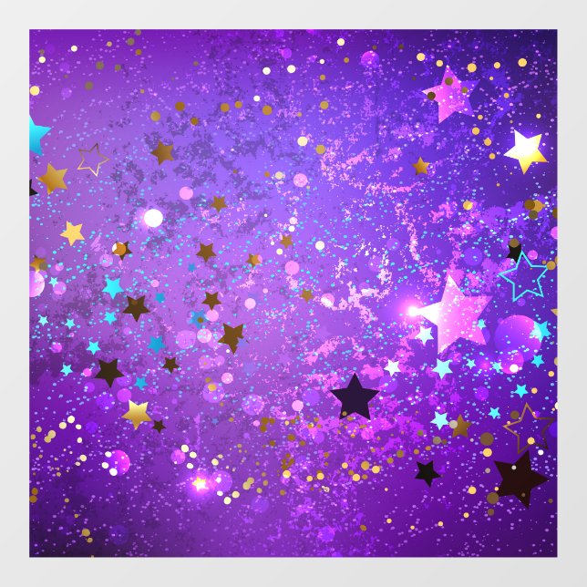 Purple foil background with Stars Window Cling (Sheet)