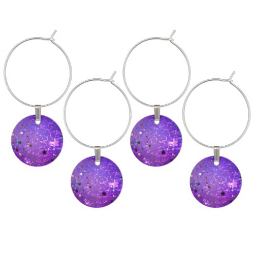 Purple foil background with Stars Wine Charm