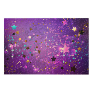 Purple foil background with Stars Wood Wall Art