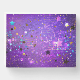 Purple foil background with Stars Wooden Box Sign