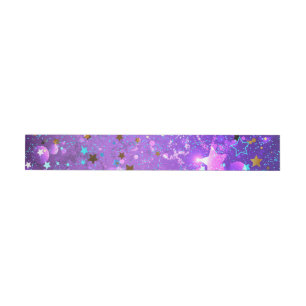 Purple foil background with Stars Wrap Around Address Label