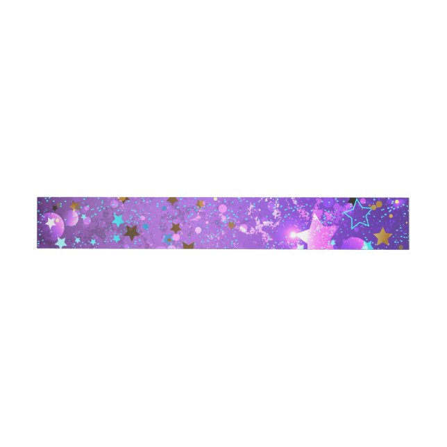 Purple foil background with Stars Wrap Around Label (Individual)