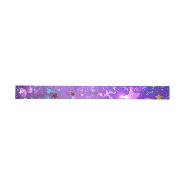Purple foil background with Stars Wrap Around Label (Individual)