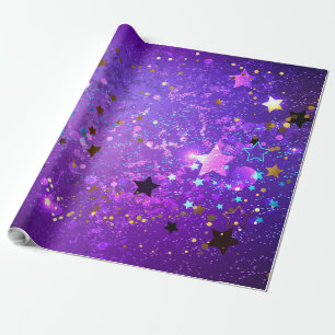 Purple foil background with Stars Wrapping Paper
