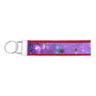Purple foil background with Stars Wrist Keychain