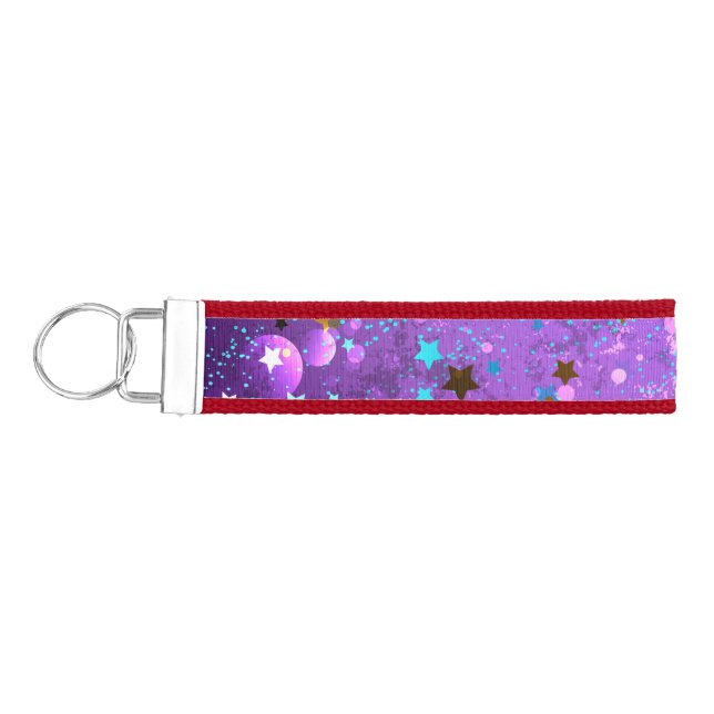 Purple foil background with Stars Wrist Keychain (Keys on Left)