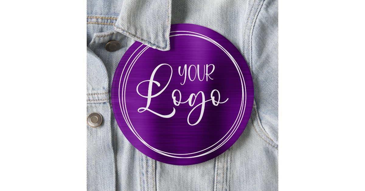Purple Foil Business Logo Colossal Button | Zazzle
