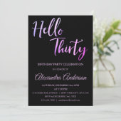 Purple Foil Hello 30 Thirty Birthday Party Invitation (Standing Front)