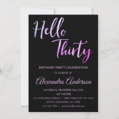 Purple Foil Hello 30 Thirty Birthday Party Invitation (Front)