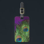 Purple Foil Peacock Bag Tag<br><div class="desc">Wonderful still life photography of peacock feathers. The purple foil background makes a beautiful still life.</div>