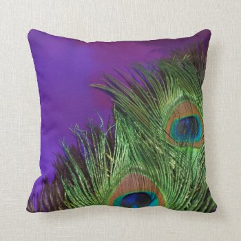 Purple Foil Peacock Throw Pillow by Peacocks at Zazzle