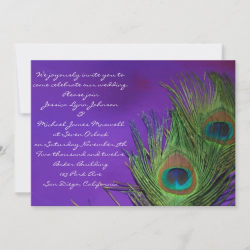 Purple Foil Peacock Wedding Invitations