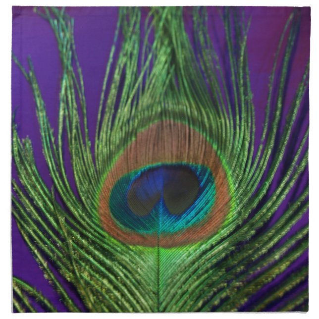 Purple Foil Single Peacock Cloth Napkin (Front)