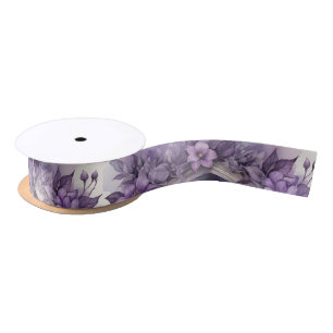 Purple Foliage Floral Arch Pagan Handfasting Satin Ribbon