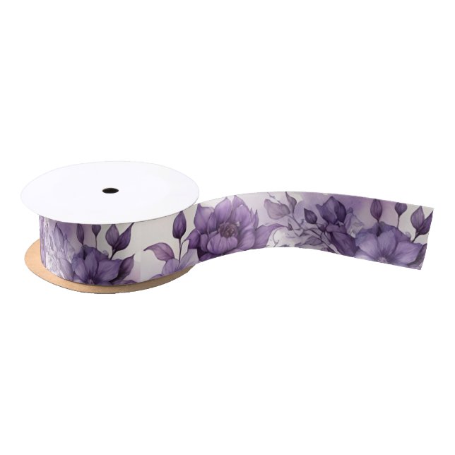 Purple Foliage Floral Arch Pagan Handfasting Satin Ribbon (Spool)