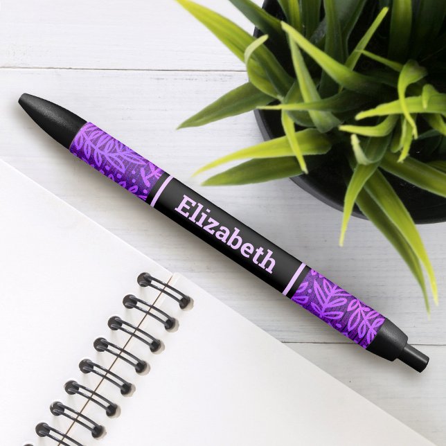 Purple foliage leaves pattern custom name modern pen (Creator Uploaded)
