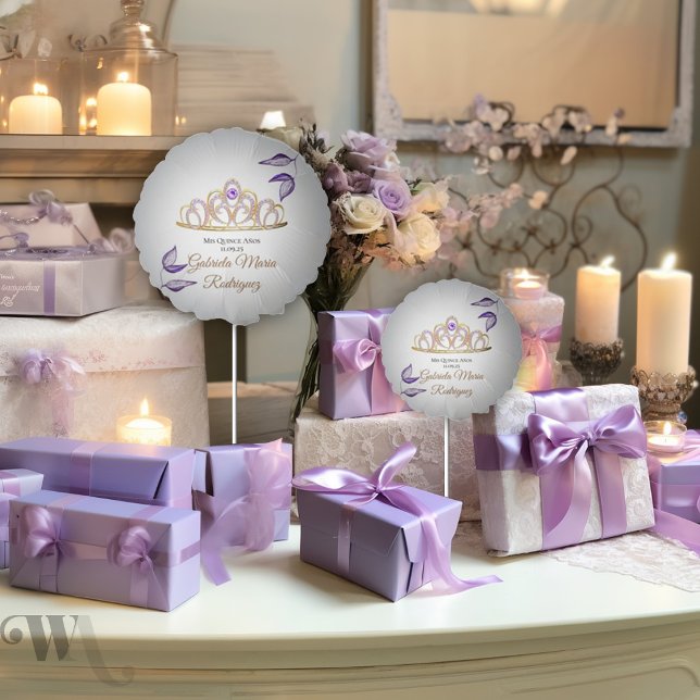 Purple Foliage Quinceañera Celebration  Balloon (Coordinated  table balloons for your gift table )