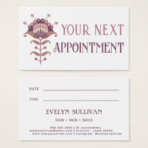 purple folk art flower appointment card