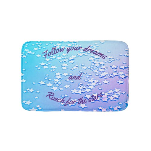Purple Follow Your Dreams and Reach For The Stars Bath Mat