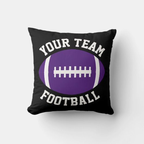Purple Football Custom Team Name Sports Player Throw Pillow