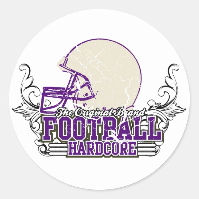 Purple Football Hardcore Tshirts and Gifts Classic Round Sticker (Front)