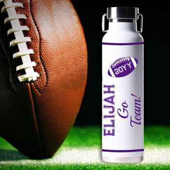 Purple Football Name | Go Team Sports Water Bottle by tjssportsmania at Zazzle