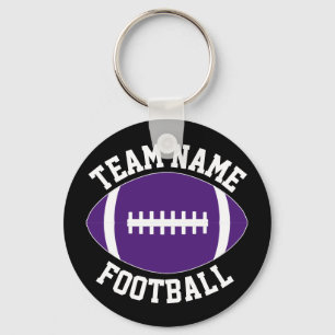 Purple Football Players and Coach Custom Team Name Keychain