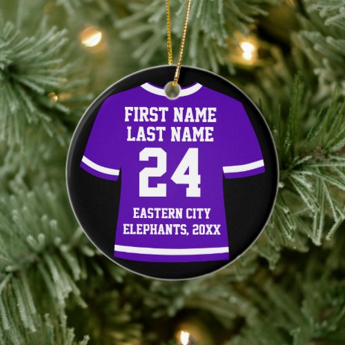 Purple Football Soccer Hockey Sports Jersey Ceramic Ornament