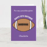 Purple Football Sport 12th Birthday Card<br><div class="desc">A purple personalized football 12th birthday card for granddaughter, daughter, goddaughter, etc. You can easily personalize the front of this sports birthday card with the birthday recipient's age and name. The inside card message and back of the card can also be personalized for the birthday recipient. This football birthday card...</div>
