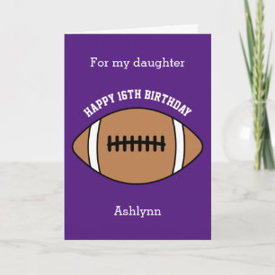 Purple Football Sport 16th Birthday Card