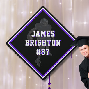 Purple Football Themed Graduation Cap Topper