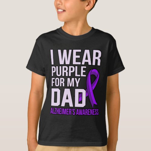 Purple For Dad Alzheimerheimers Awareness Ribbon  T_Shirt
