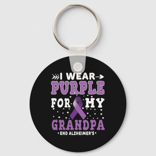 Purple For Grandpa End Alzheimerheimer Heimers Awa Keychain