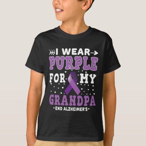 Purple For Grandpa End Alzheimerheimer Heimers Awa T_Shirt