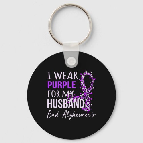 Purple For Husband Alzheimerheimers Awareness Rib Keychain