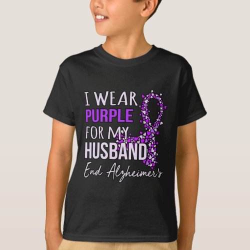 Purple For Husband Alzheimerheimers Awareness Rib T_Shirt