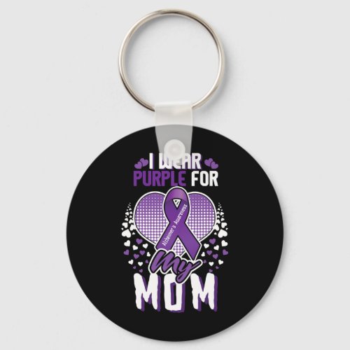 Purple For Mom Alzheimerheimer Heimers Awareness  Keychain
