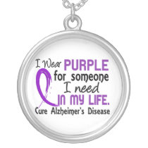 Purple For Someone I Need Alzheimer's Disease Silver Plated Necklace