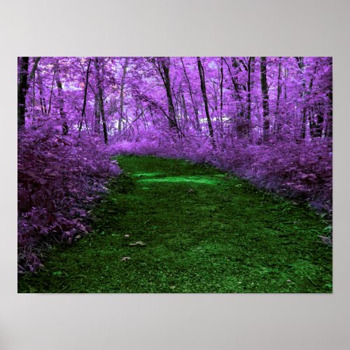 Purple Forest Path Digital Art Design Poster