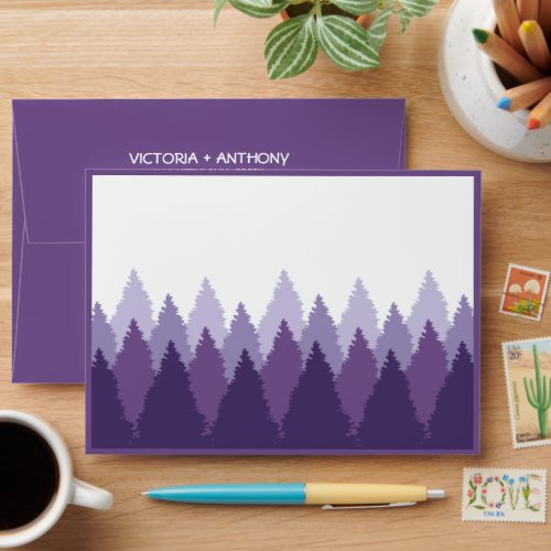 Purple Forest Range Woodland Wedding Envelope