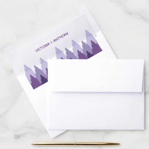 Purple Forest Range Woodland Wedding Envelope Liner