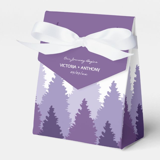 Purple Forest Range Woodland Wedding Favor Box (Front Side)