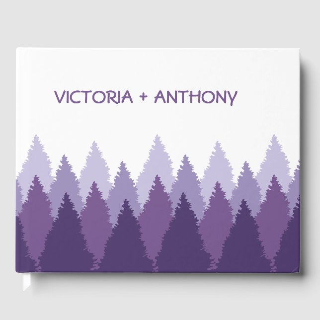 Purple Forest Range Woodland Wedding Guest Book (Front)