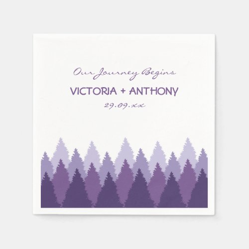 Purple Forest Range Woodland Wedding Napkins