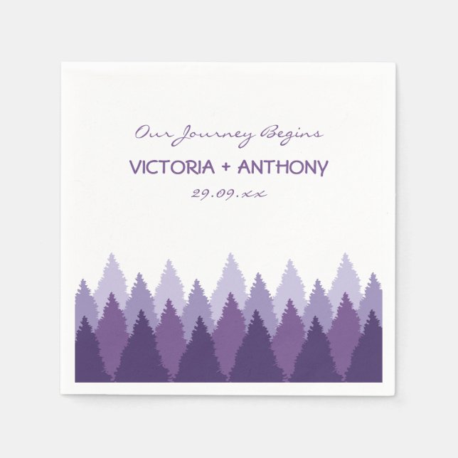 Purple Forest Range Woodland Wedding Napkins (Front)