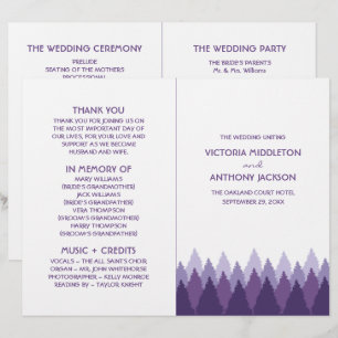 Purple Forest Range Woodland Wedding Program