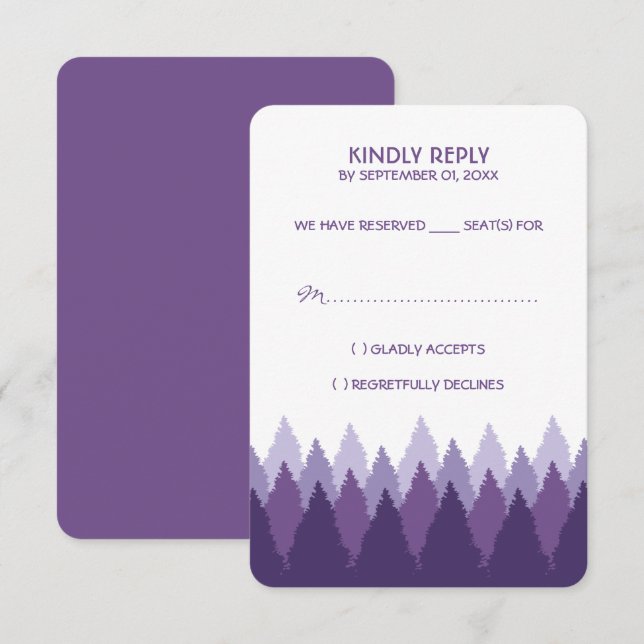 Purple Forest Range Woodland Wedding RSVP Card (Front/Back)