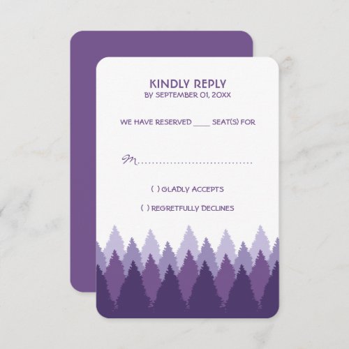 Purple Forest Range Woodland Wedding RSVP Card
