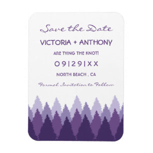 Purple Forest Range Woodland Wedding Save The Date Magnet