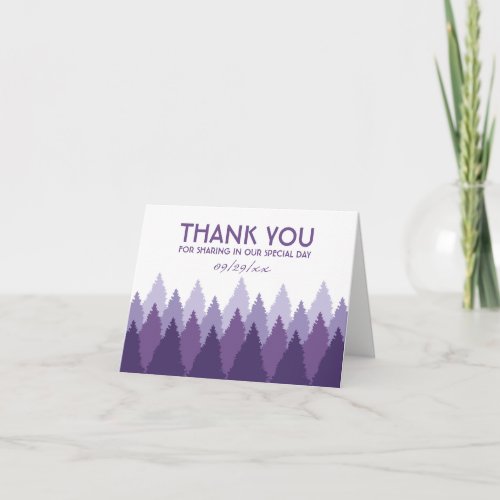 Purple Forest Range Woodland Wedding Thank You Card